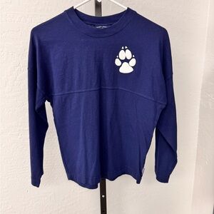 NWOT SPIRIT JERSEY Navy Long Sleeve Shirt with Paw Print